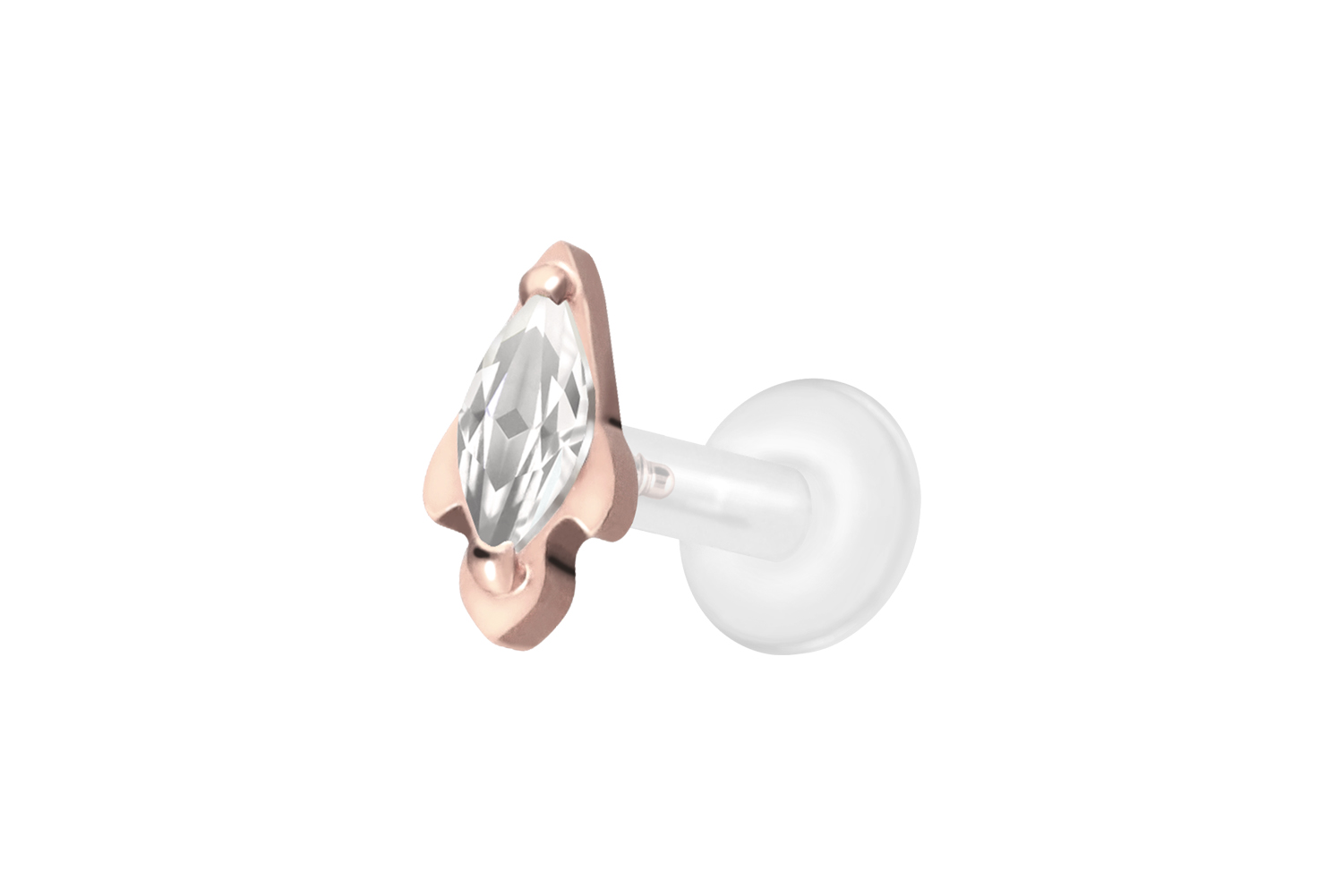 PTFE Labret Piercing mit Innengewinde + Titan-Aufsatz KRISTALLRAKETE
